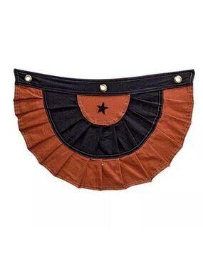 Pine Creek Primitive Style Orange & Black Halloween Fabric Bunting with Star